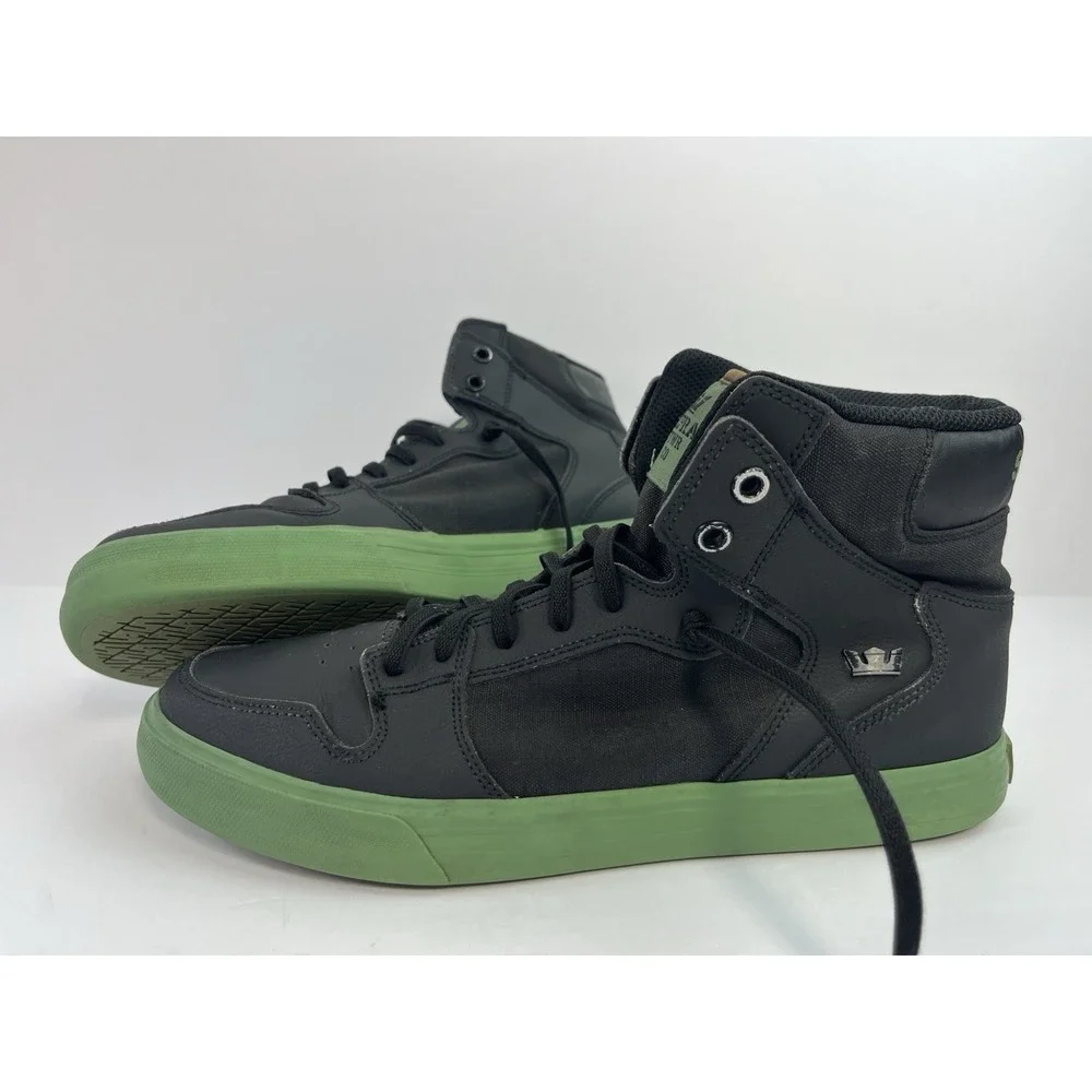 SUPRA Vaider high-top Skate Shoes Black Green Canvas Men's Size 9